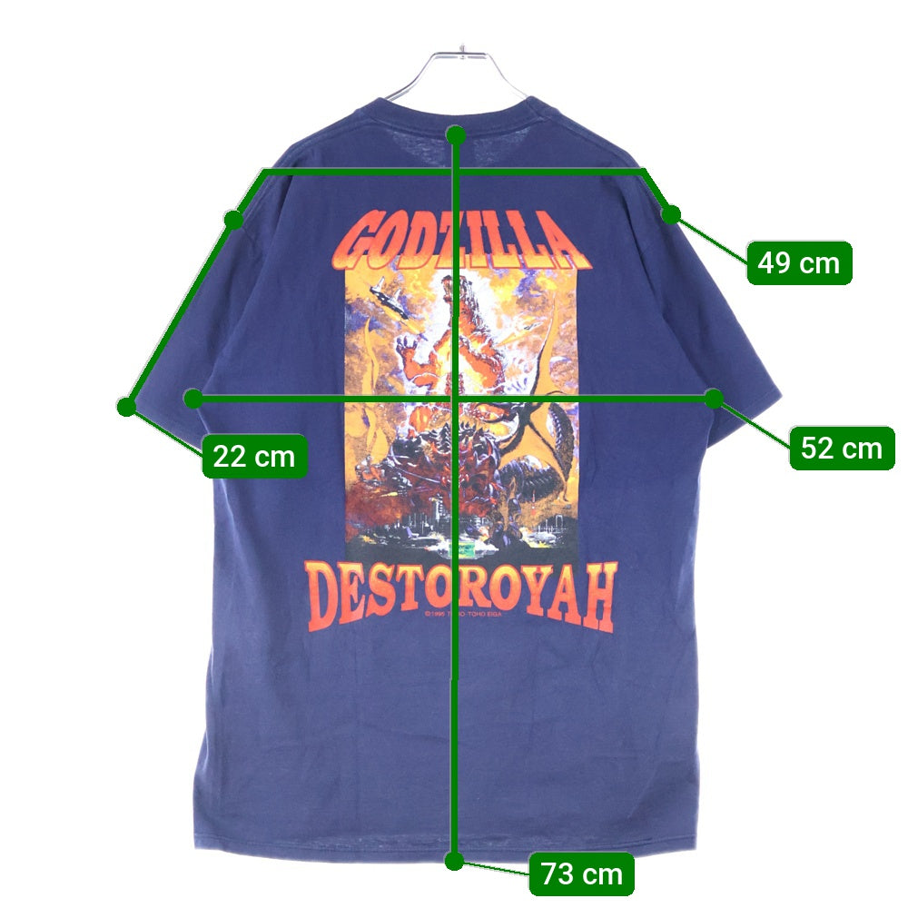 VINTAGE(ヴィンテージ) 90s vintage godzilla destroyah jerzeesタグ ゴジラvsデストロイア ムービーT クルーネック半袖Tシャツカットソー ネイビー