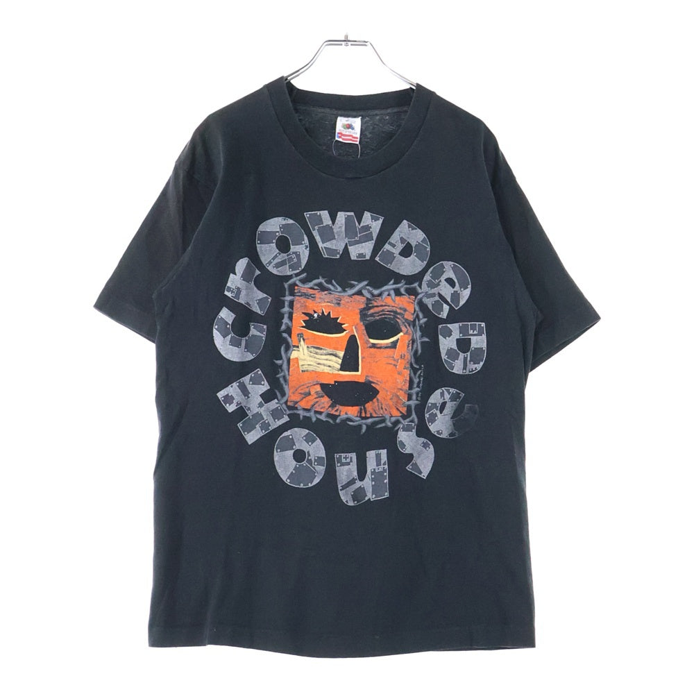 VINTAGE(ヴィンテージ) 90s vintage crowded house woodface fruit of the loomタグ クラウデットハウス ウッドフェイス クルーネック半袖Tシャツカットソー バンT ブラック