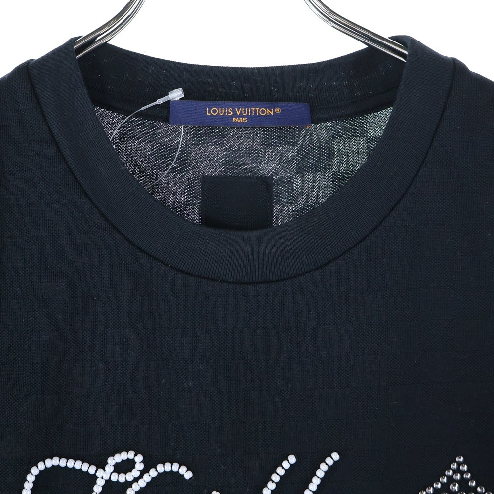 LOUIS VUITTON(ルイヴィトン) 25SS フロントロゴ ビーズデザイン クルーネック半袖Tシャツカットソー ブラック RM252M JUV HTY93W