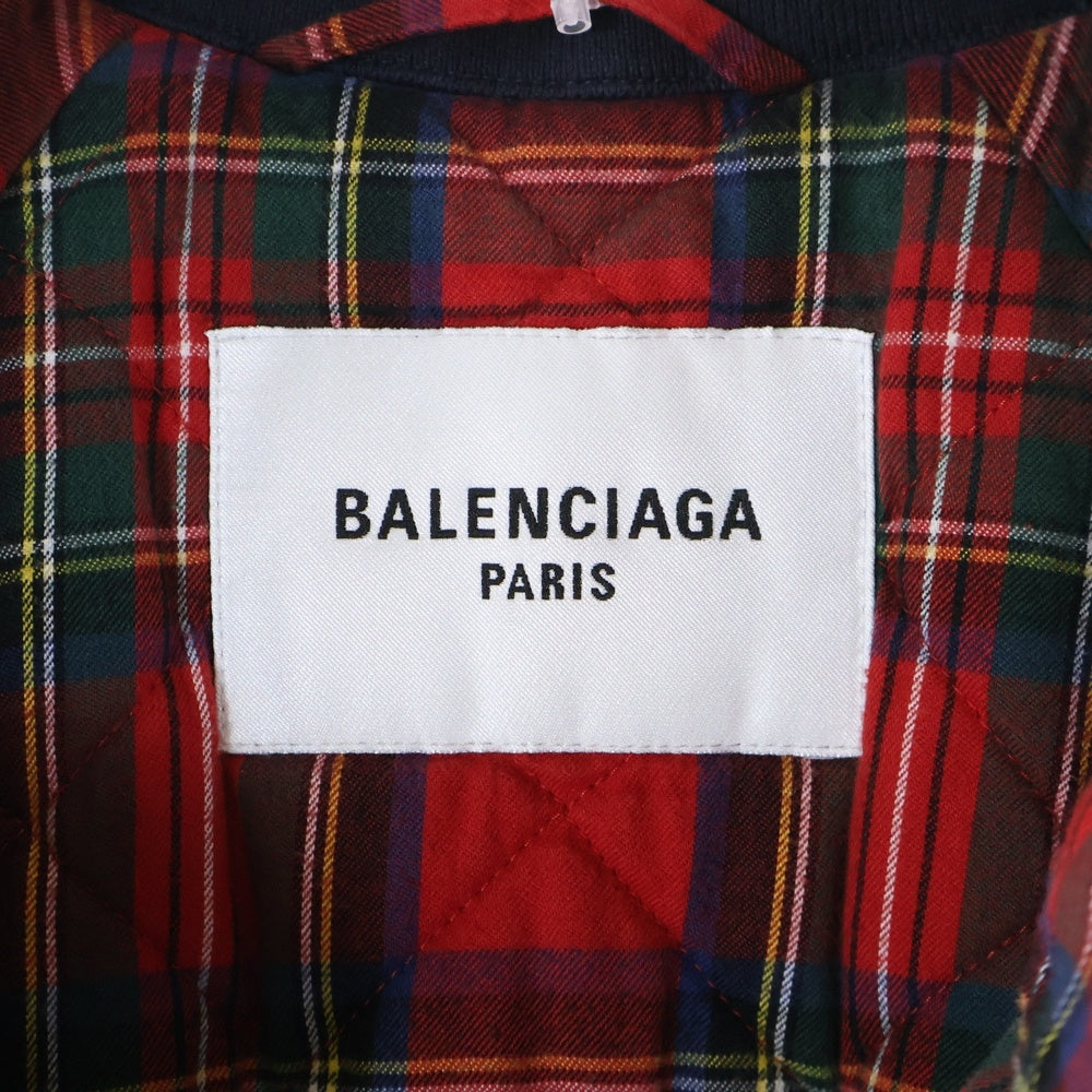 BALENCIAGA(バレンシアガ) NAVY BLUE Jacket with standing collar スタンディングカラー ジップアップ中綿ジャケット ネイビー 681426 TBP01