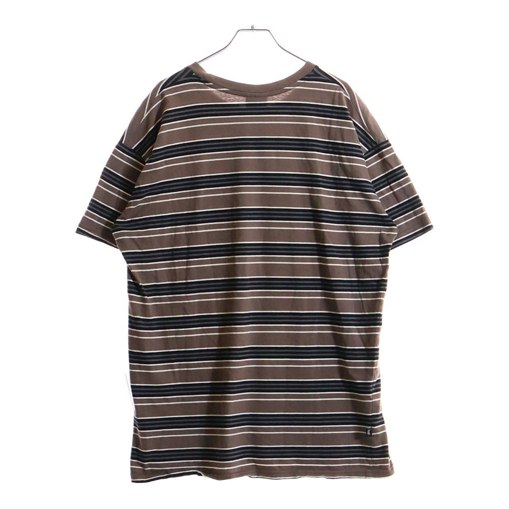 STUSSY(ステューシー) オーストラリア限定 ボーダークルーネック半袖Tシャツカットソー ブラウン