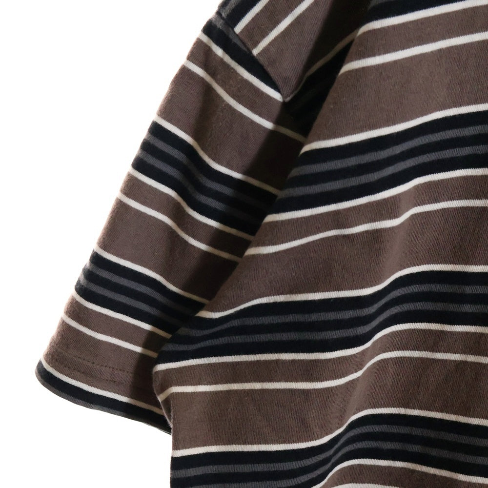 STUSSY(ステューシー) オーストラリア限定 ボーダークルーネック半袖Tシャツカットソー ブラウン