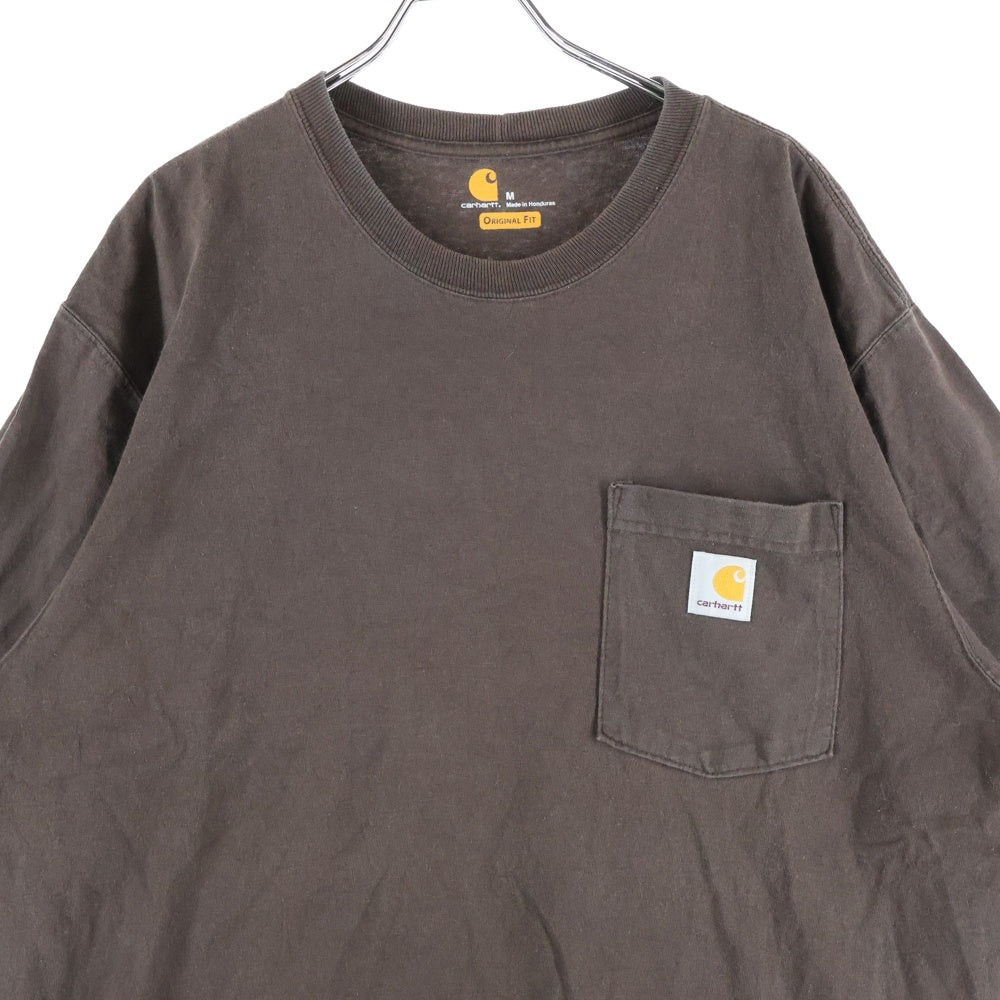 CARHARTT(カーハート) フロントワンポイントロゴ刺?ポケット クルーネック半袖Tシャツカットソー ブラウン
