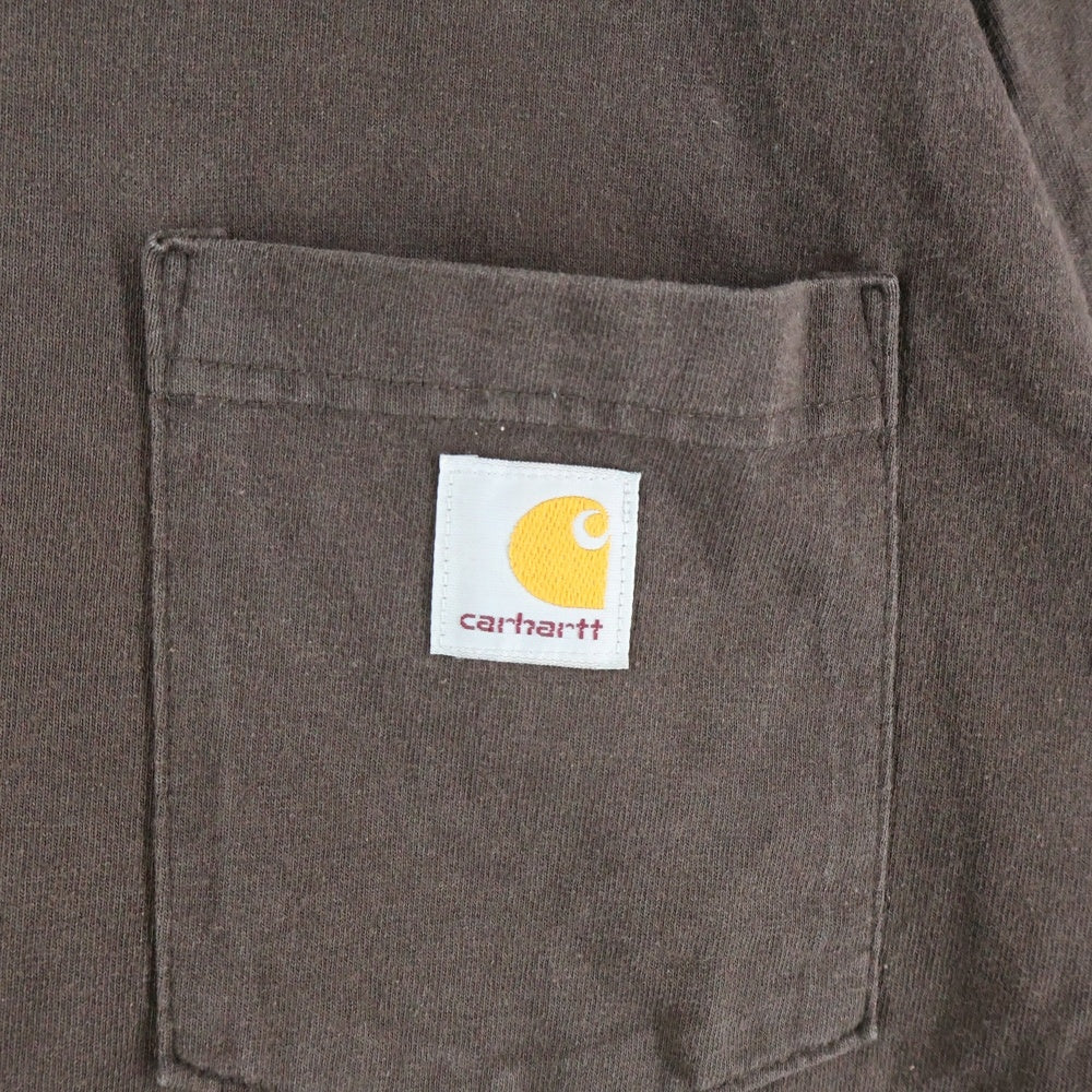 CARHARTT(カーハート) フロントワンポイントロゴ刺?ポケット クルーネック半袖Tシャツカットソー ブラウン