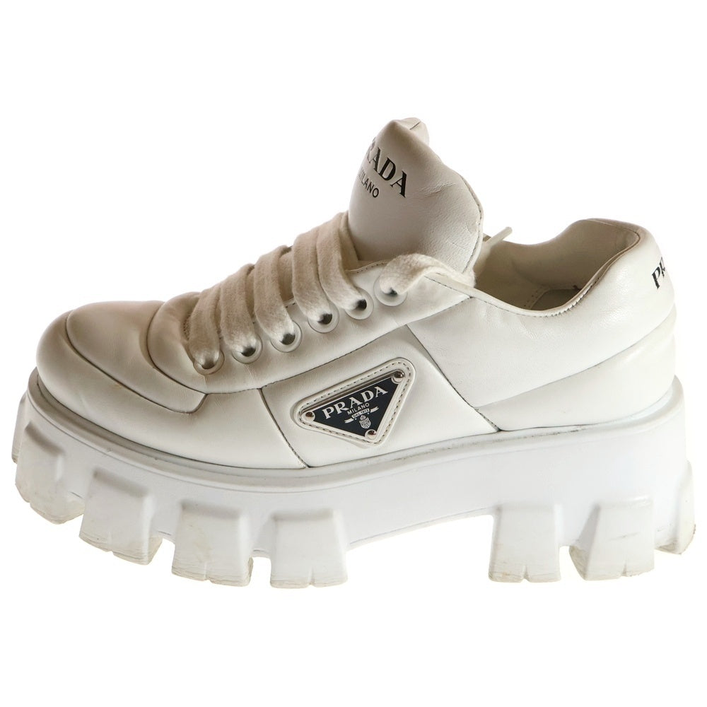 PRADA(プラダ) トライアングルロゴ パデッドナッパレザー 厚底 ローカットスニーカー ホワイト レディース