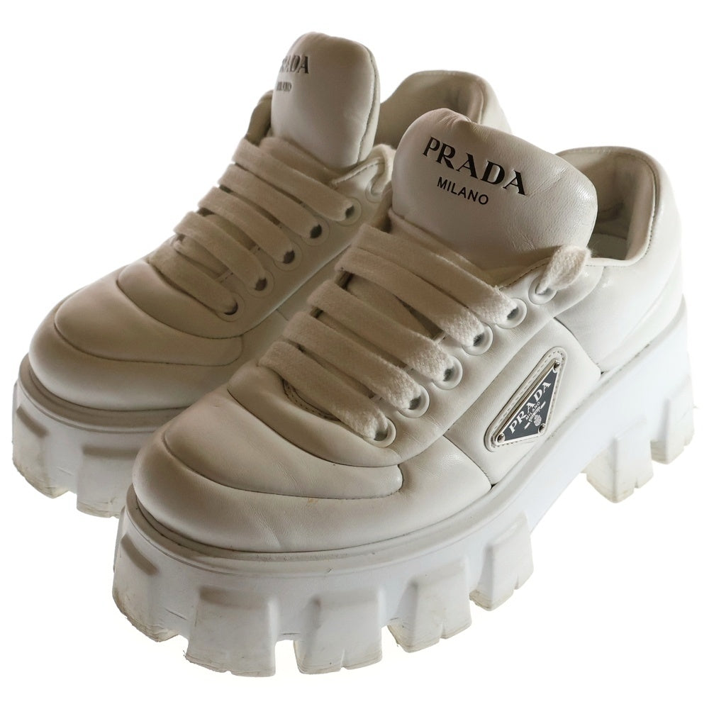 PRADA(プラダ) トライアングルロゴ パデッドナッパレザー 厚底 ローカットスニーカー ホワイト レディース