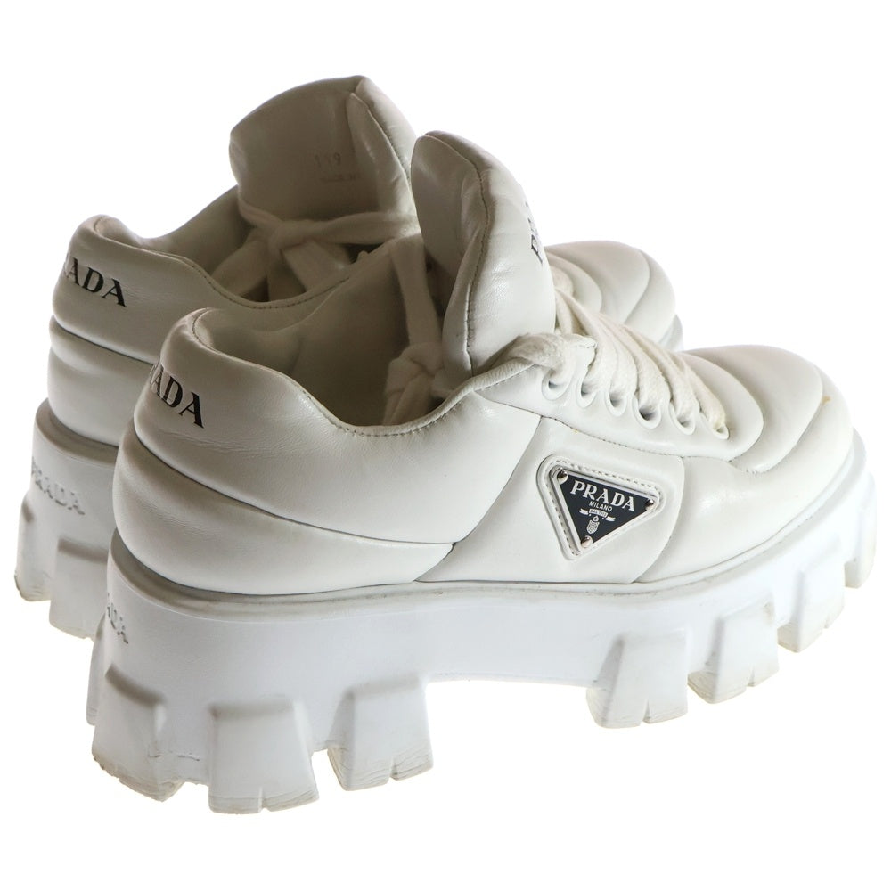 PRADA(プラダ) トライアングルロゴ パデッドナッパレザー 厚底 ローカットスニーカー ホワイト レディース