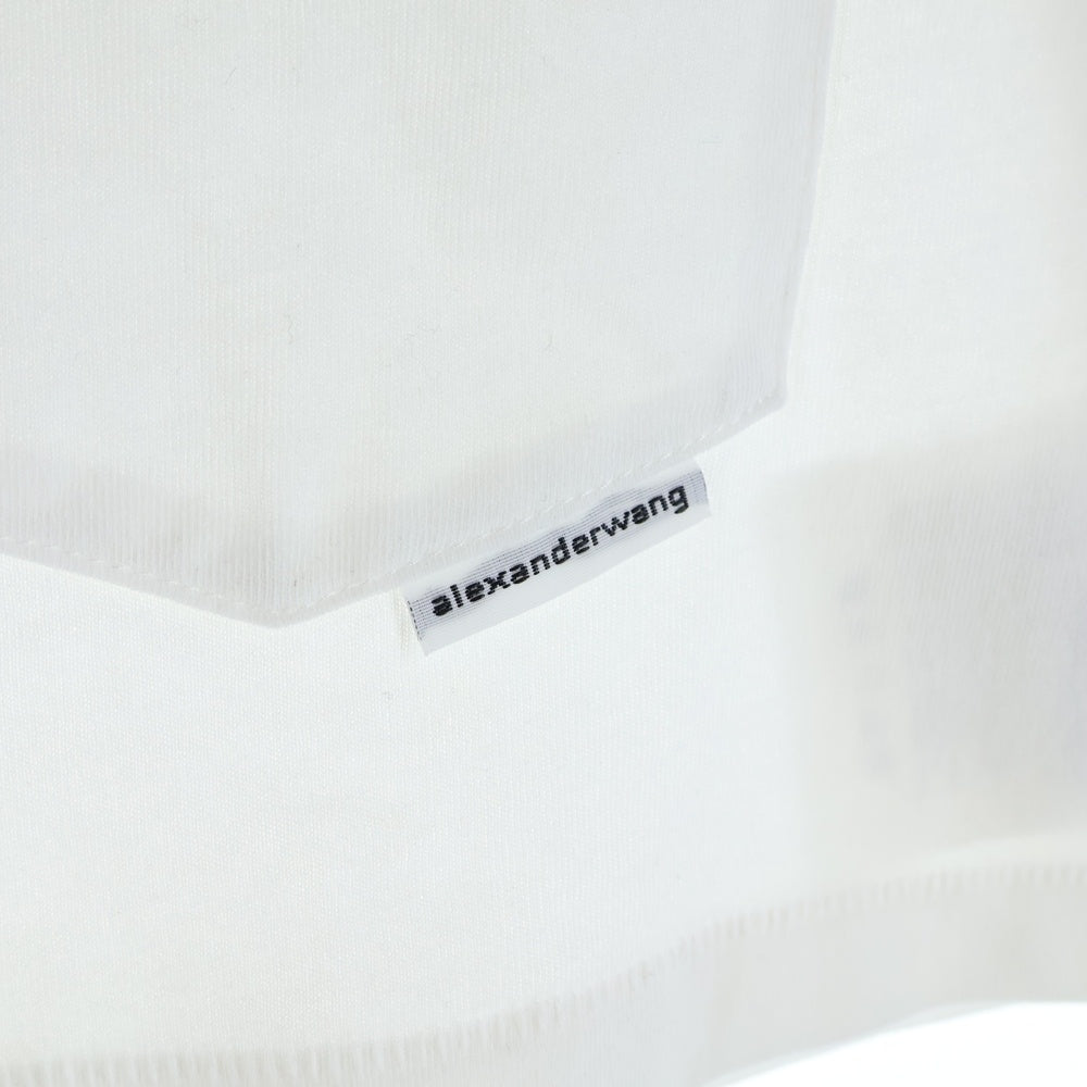 ALEXANDER WANG(アレキサンダーワン) クロップド ポッケト クルーネック半袖Tシャツカットソー ホワイト レディース 1CC2221635