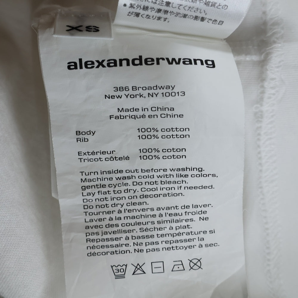 ALEXANDER WANG(アレキサンダーワン) クロップド ポッケト クルーネック半袖Tシャツカットソー ホワイト レディース 1CC2221635