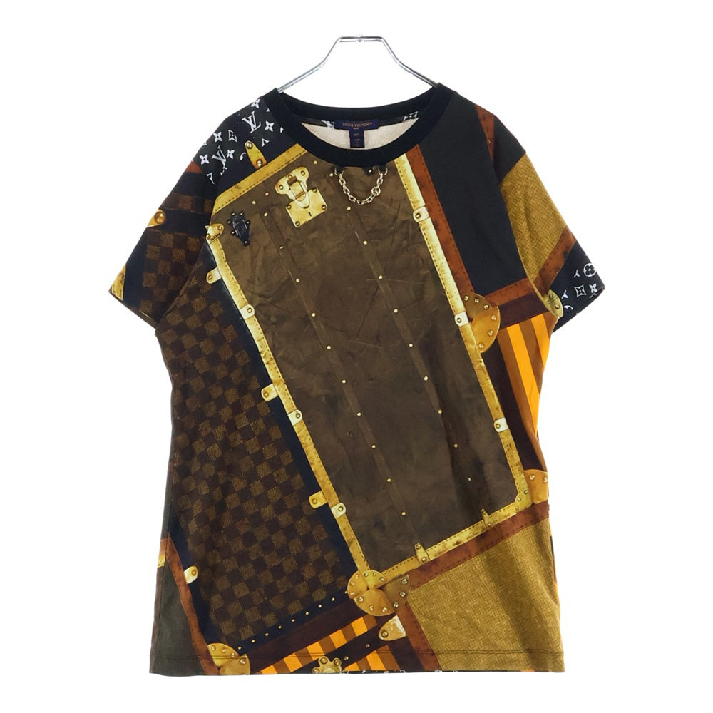 LOUIS VUITTON(ルイヴィトン) 25SS トランクプリント クルーネック半袖Tシャツカットソー ブラウン RM251WB WHV FSJT82