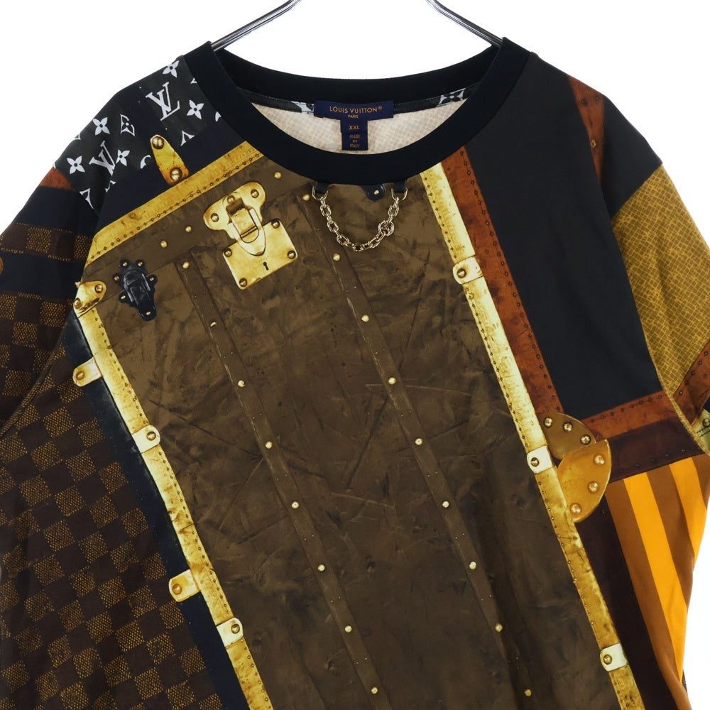 LOUIS VUITTON(ルイヴィトン) 25SS トランクプリント クルーネック半袖Tシャツカットソー ブラウン RM251WB WHV FSJT82