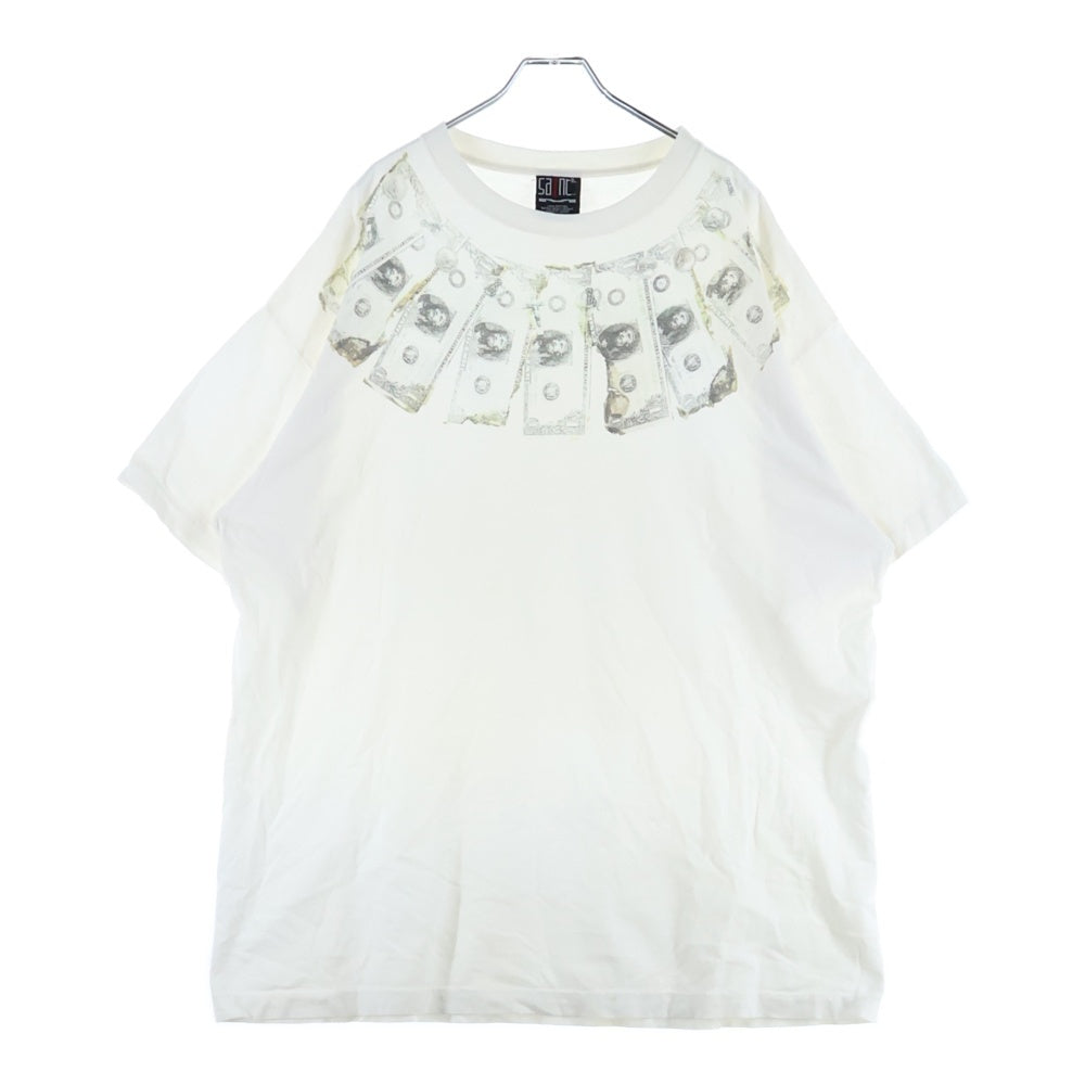 SAINT MICHAEL(セントマイケル) 24SS SS TEE MONEY SM-YS8-0000-010 ヴィンテージ加工 マネー プリント クルーネック半袖Tシャツカットソー ホワイト