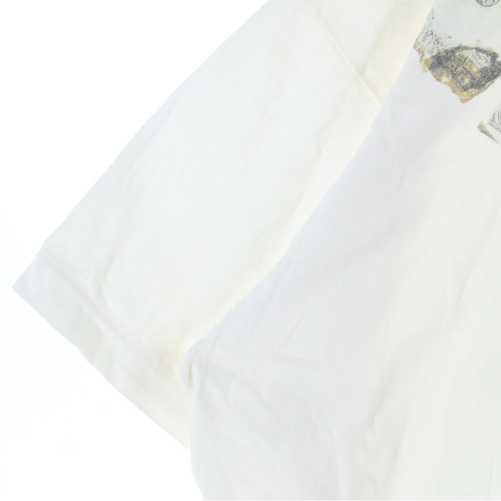 SAINT MICHAEL(セントマイケル) 24SS SS TEE MONEY SM-YS8-0000-010 ヴィンテージ加工 マネー プリント クルーネック半袖Tシャツカットソー ホワイト