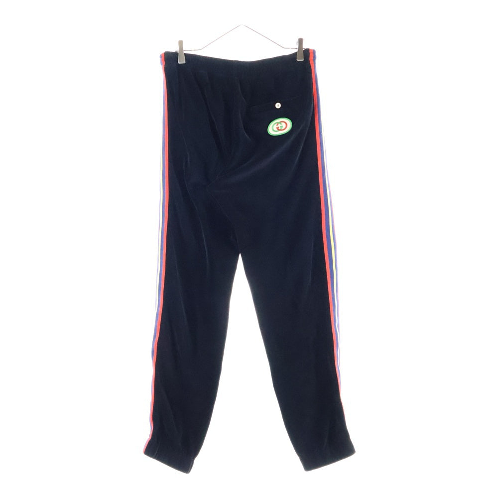 GUCCI(グッチ) 19SS Chenille Jogging Pant With Patch 572917 HJA5W バックロゴパッチ ベロア ロングパンツ トラックパンツ ブラック