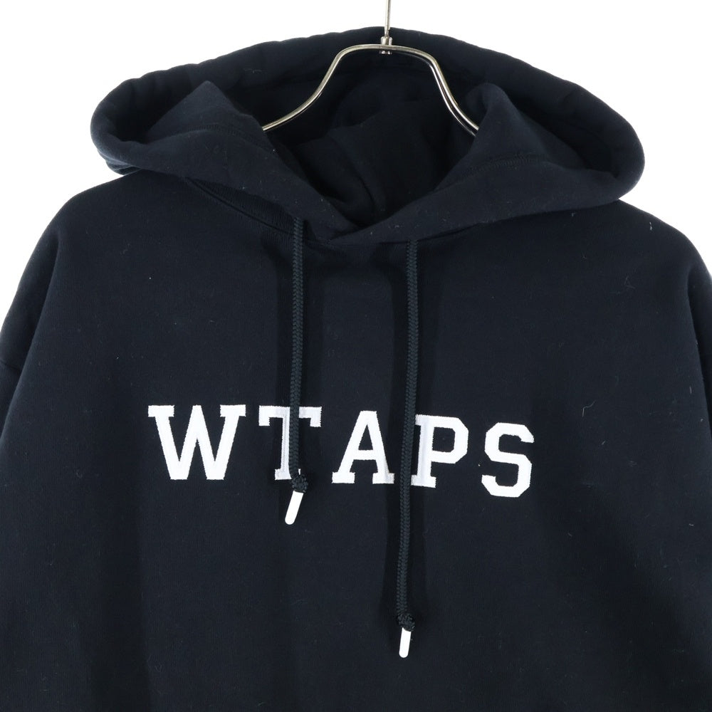 WTAPS(ダブルタップス) 24SS ACADEMY HOODY COLLEGE 241ATDT-CSM04 ロゴ プルオーバーパーカー フーディ ブラック