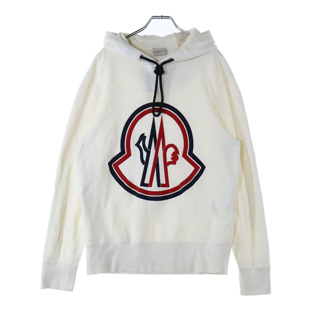 MONCLER(モンクレール) 20AW MAGLIA LOGO PULOVER ロゴデザイン プルオーバースウェットパーカー フーディ ホワイト F20918G74610