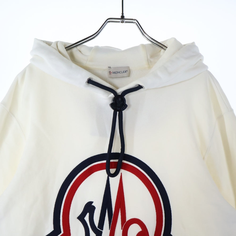 MONCLER(モンクレール) 20AW MAGLIA LOGO PULOVER ロゴデザイン プルオーバースウェットパーカー フーディ ホワイト F20918G74610