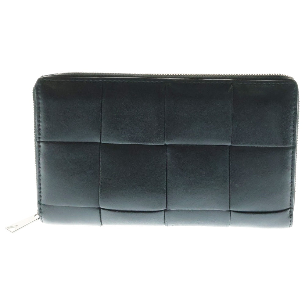 BOTTEGA VENETA(ボッテガヴェネタ) カセット マキシイントレチャート ラウンドジップロングウォレット 長財布 ブラック 748054VBWD28803