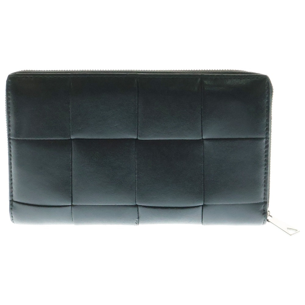 BOTTEGA VENETA(ボッテガヴェネタ) カセット マキシイントレチャート ラウンドジップロングウォレット 長財布 ブラック 748054VBWD28803