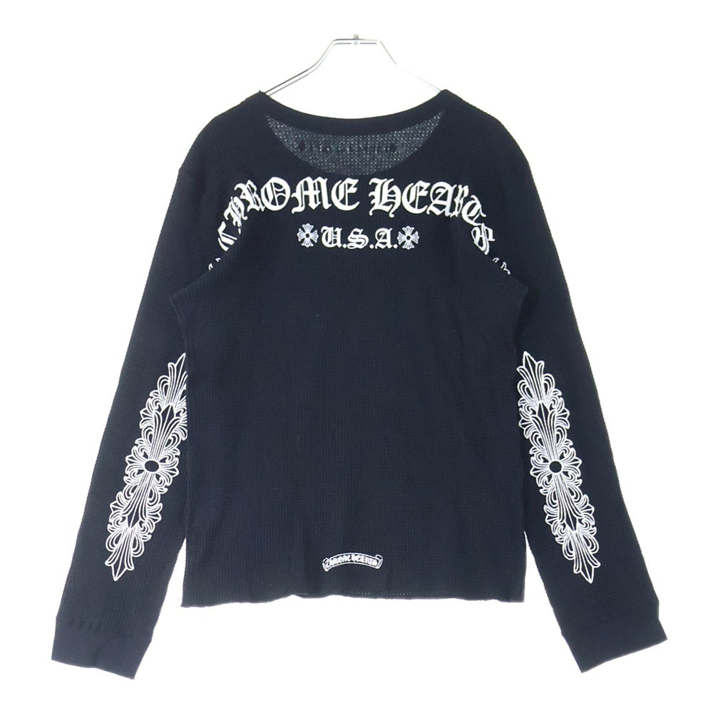 CHROME HEARTS(クロムハーツ) Thermal L/S TEE アームフローラルクロスサーマル長袖カットソー 長袖Tシャツ ロングスリーブカットソー ロンT ブラック