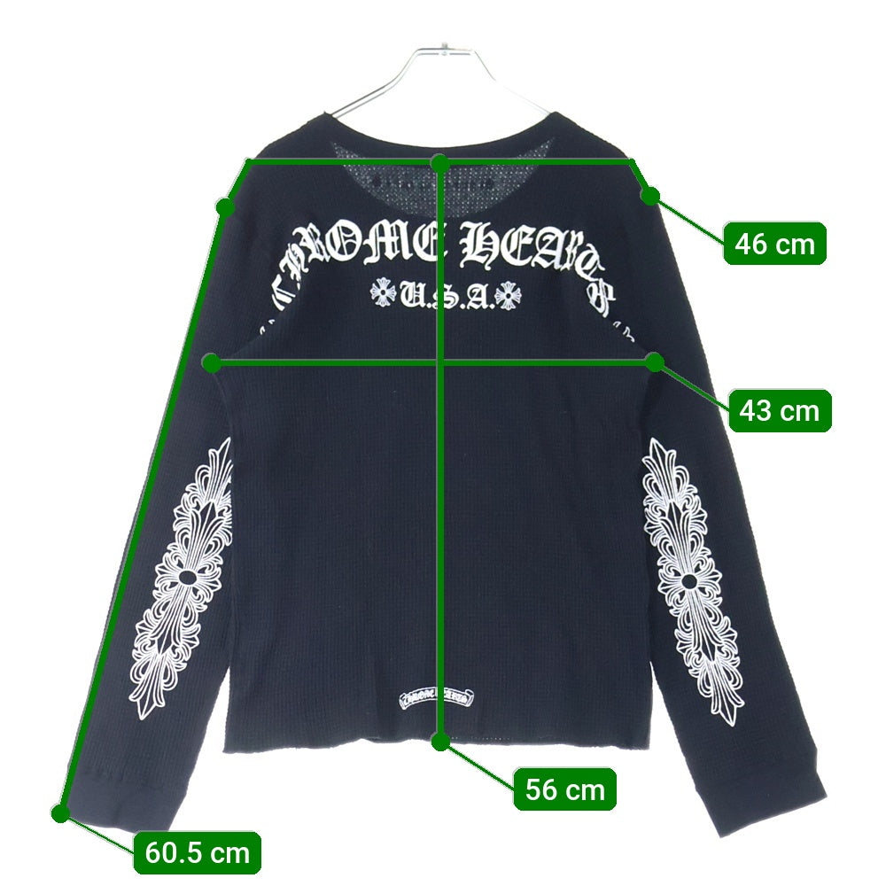 CHROME HEARTS(クロムハーツ) Thermal L/S TEE アームフローラルクロスサーマル長袖カットソー 長袖Tシャツ ロングスリーブカットソー ロンT ブラック
