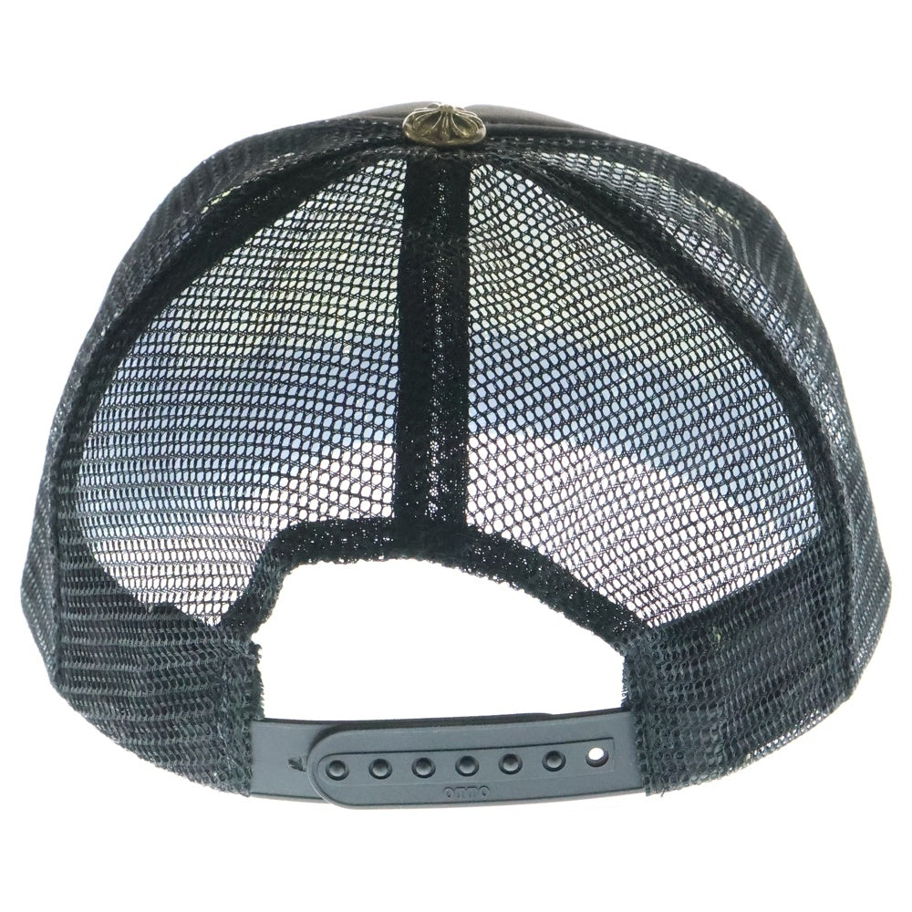 CHROME HEARTS(クロムハーツ) Cemetery Cross Patch Trucker Cap セメタリークロス レザーパッチ トラッカーメッシュキャップ 帽子 ブラック