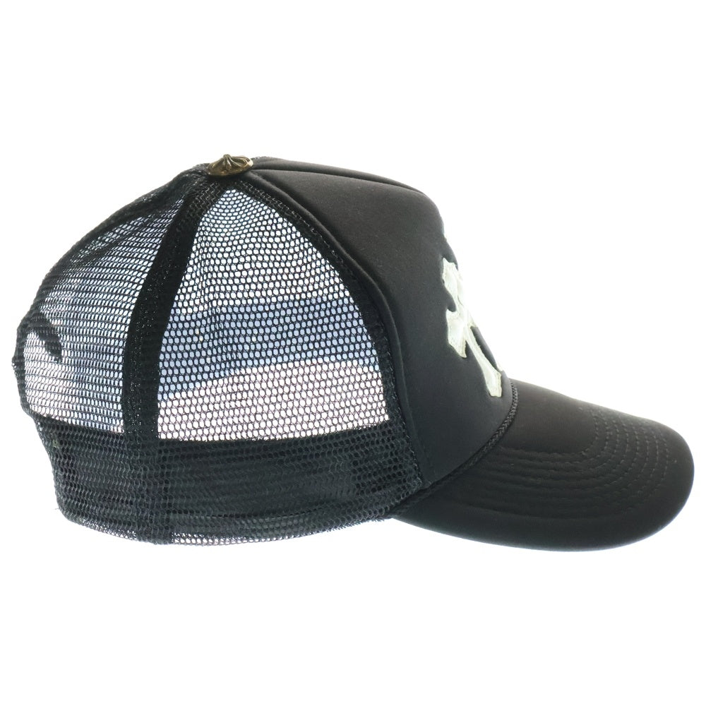 CHROME HEARTS(クロムハーツ) Cemetery Cross Patch Trucker Cap セメタリークロス レザーパッチ トラッカーメッシュキャップ 帽子 ブラック