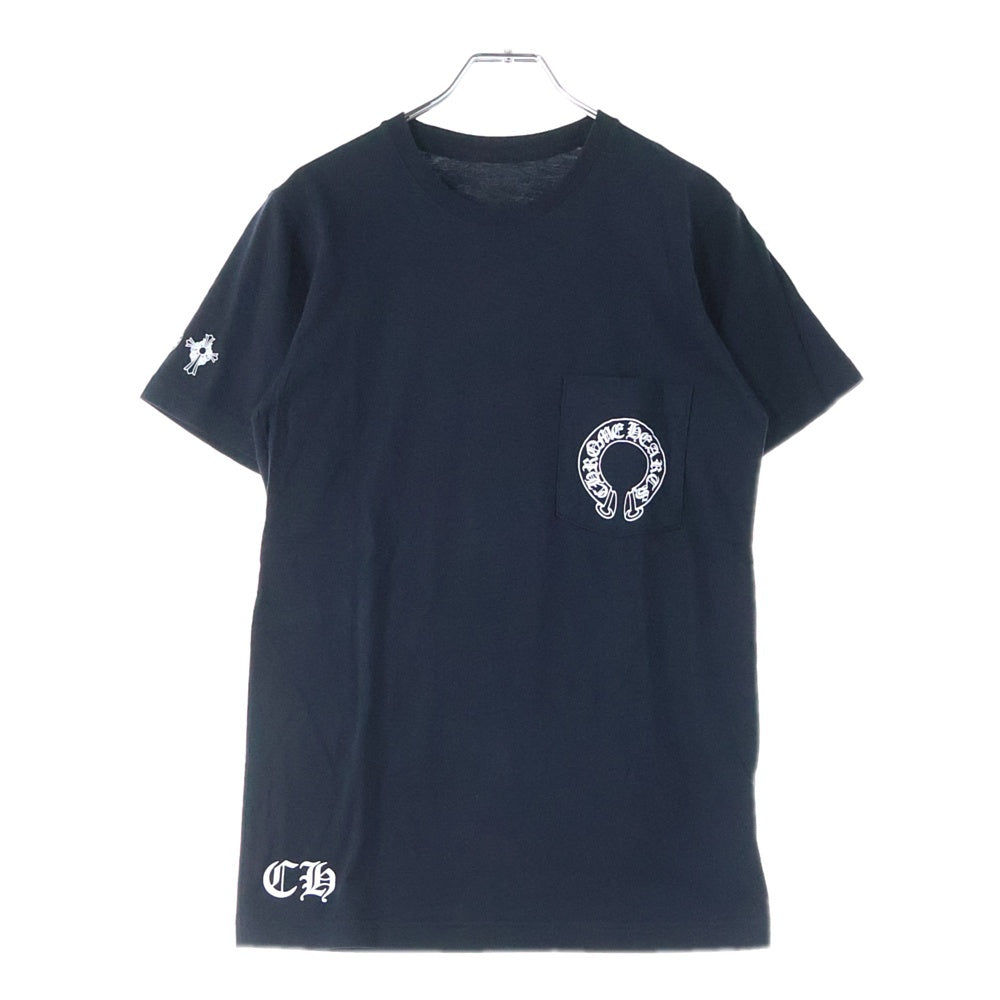 CHROME HEARTS(クロムハーツ) CH T-SHRT ホースシュープリント クルーネック半袖Tシャツカットソー ブラック