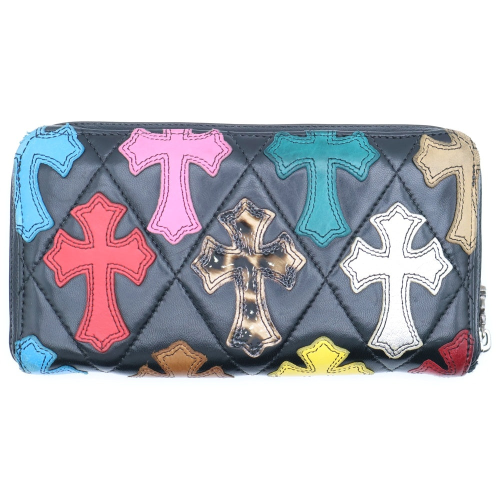 CHROME HEARTS(クロムハーツ) REC F ZIP QUILTED マルチパッチ セメタリー クロスキルティング レザーウォレット 財布 ブラック