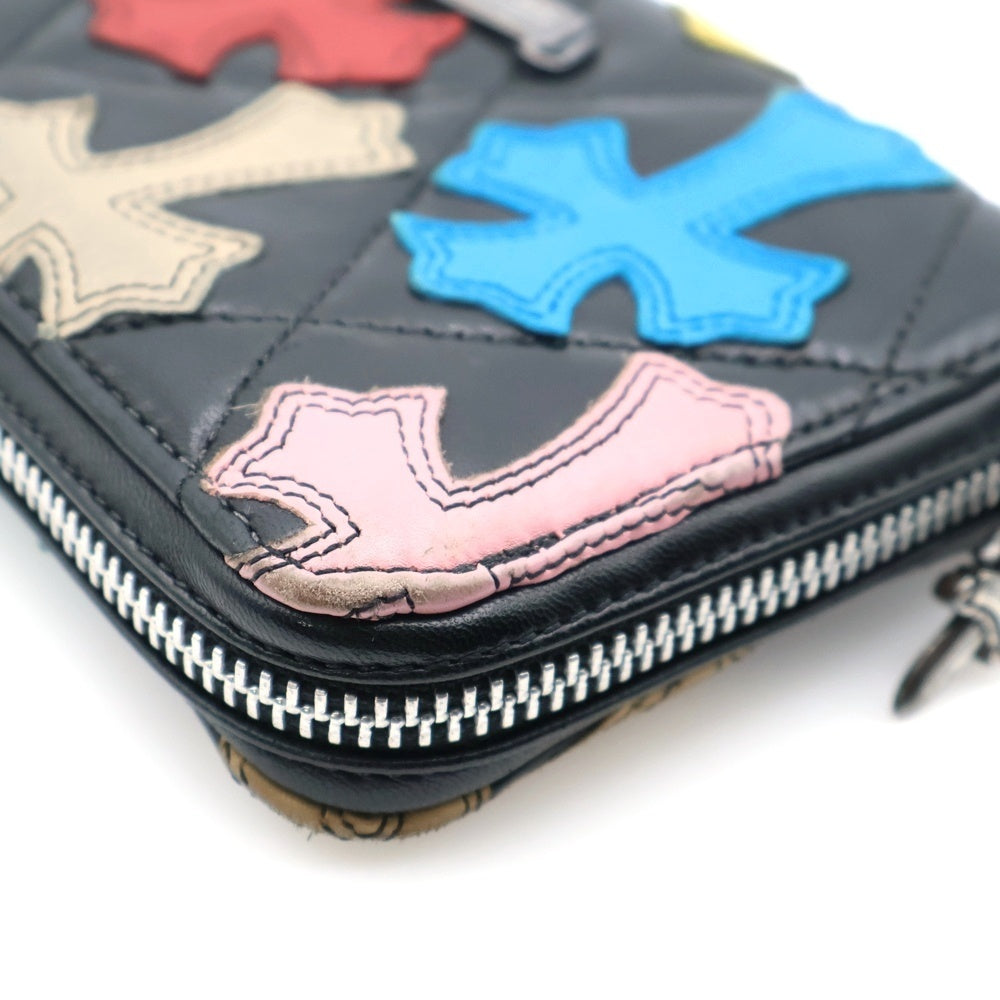 CHROME HEARTS(クロムハーツ) REC F ZIP QUILTED マルチパッチ セメタリー クロスキルティング レザーウォレット 財布 ブラック