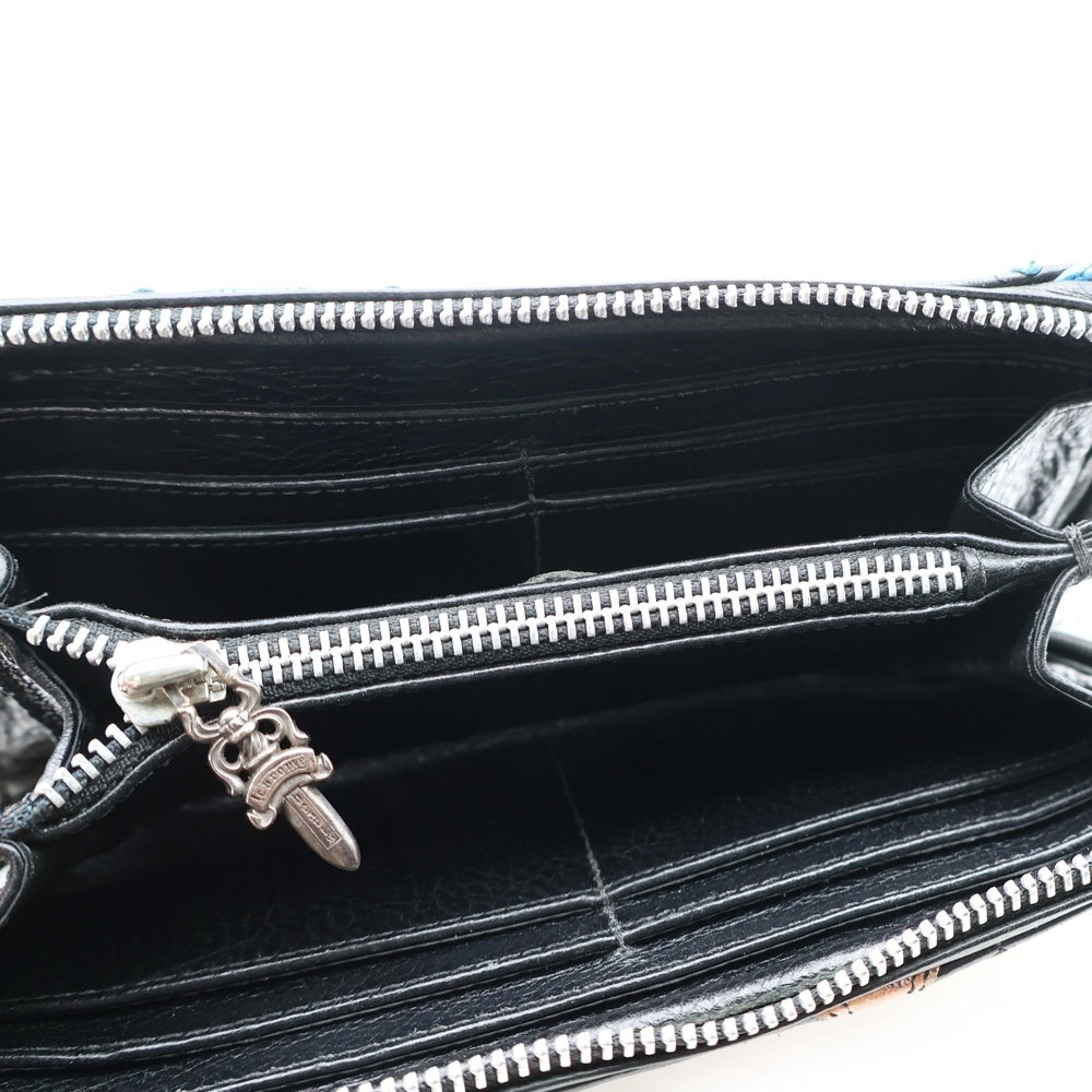 CHROME HEARTS(クロムハーツ) REC F ZIP QUILTED マルチパッチ セメタリー クロスキルティング レザーウォレット 財布 ブラック