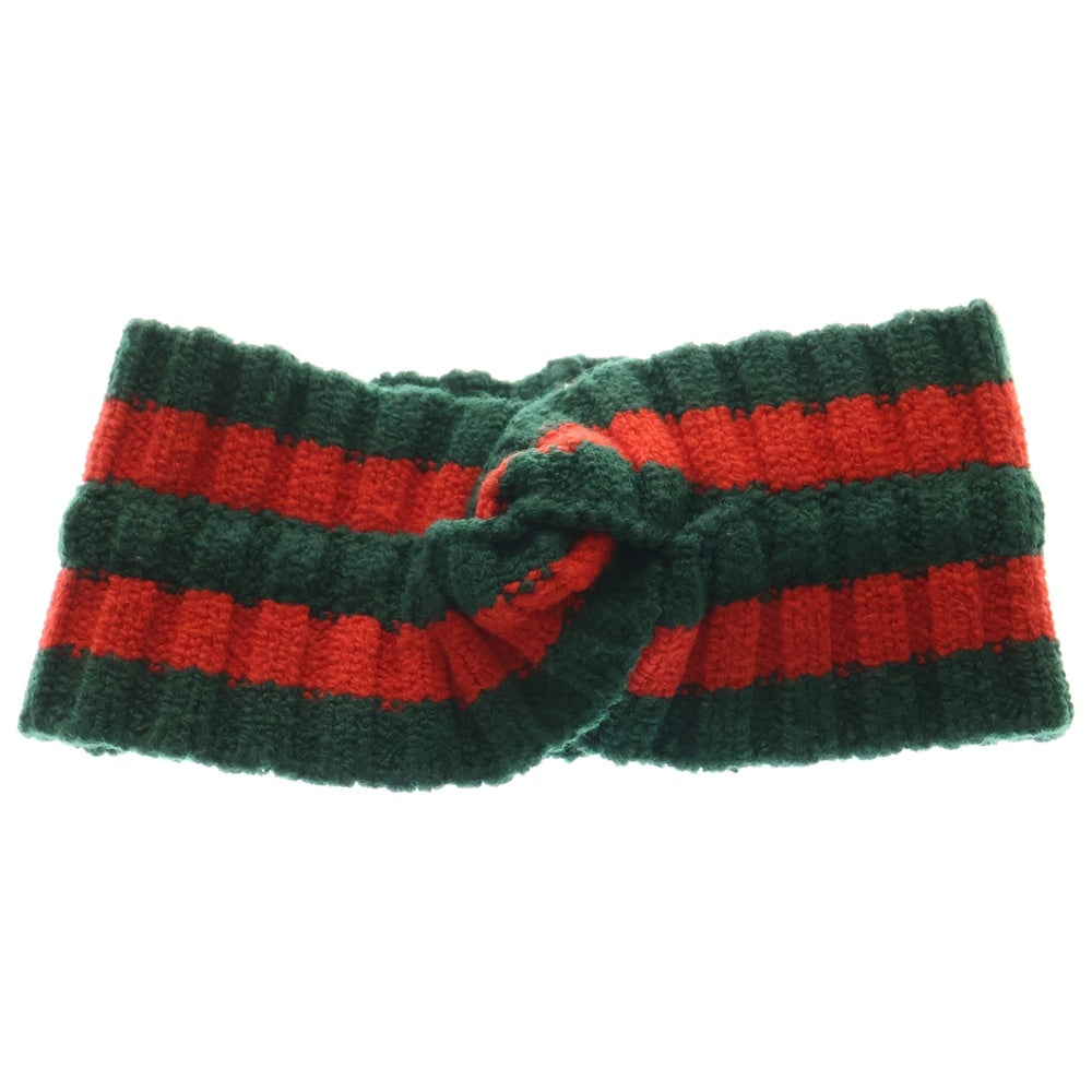 GUCCI(グッチ) シェリーライン クロスヘアバンド ヘッドバンド ターバン バンダナ グリーン/レッド