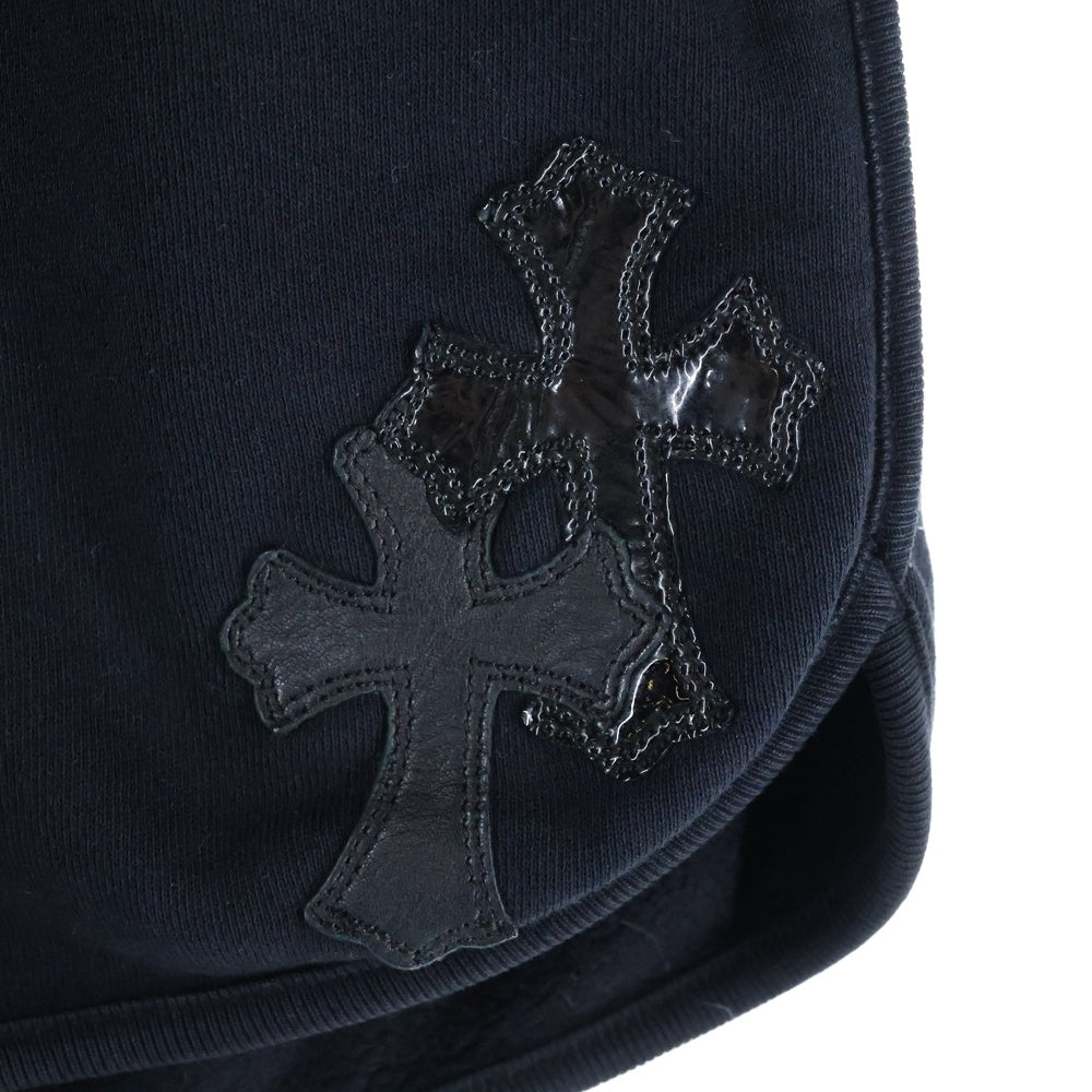 CHROME HEARTS(クロムハーツ) Ynot 2 Cross Patch Sweat Shorts ワイノット 2クロスパッチ付き スウェットショーツ ハーフパンツ ブラック レディース