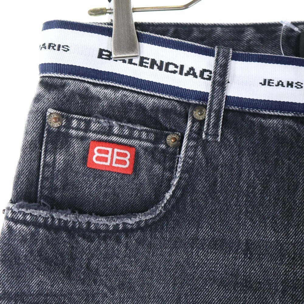 BALENCIAGA(バレンシアガ) 21SS ウエストロゴ ウォッシュドデニムパンツ ジーンズ ブラック 657615 TBP47