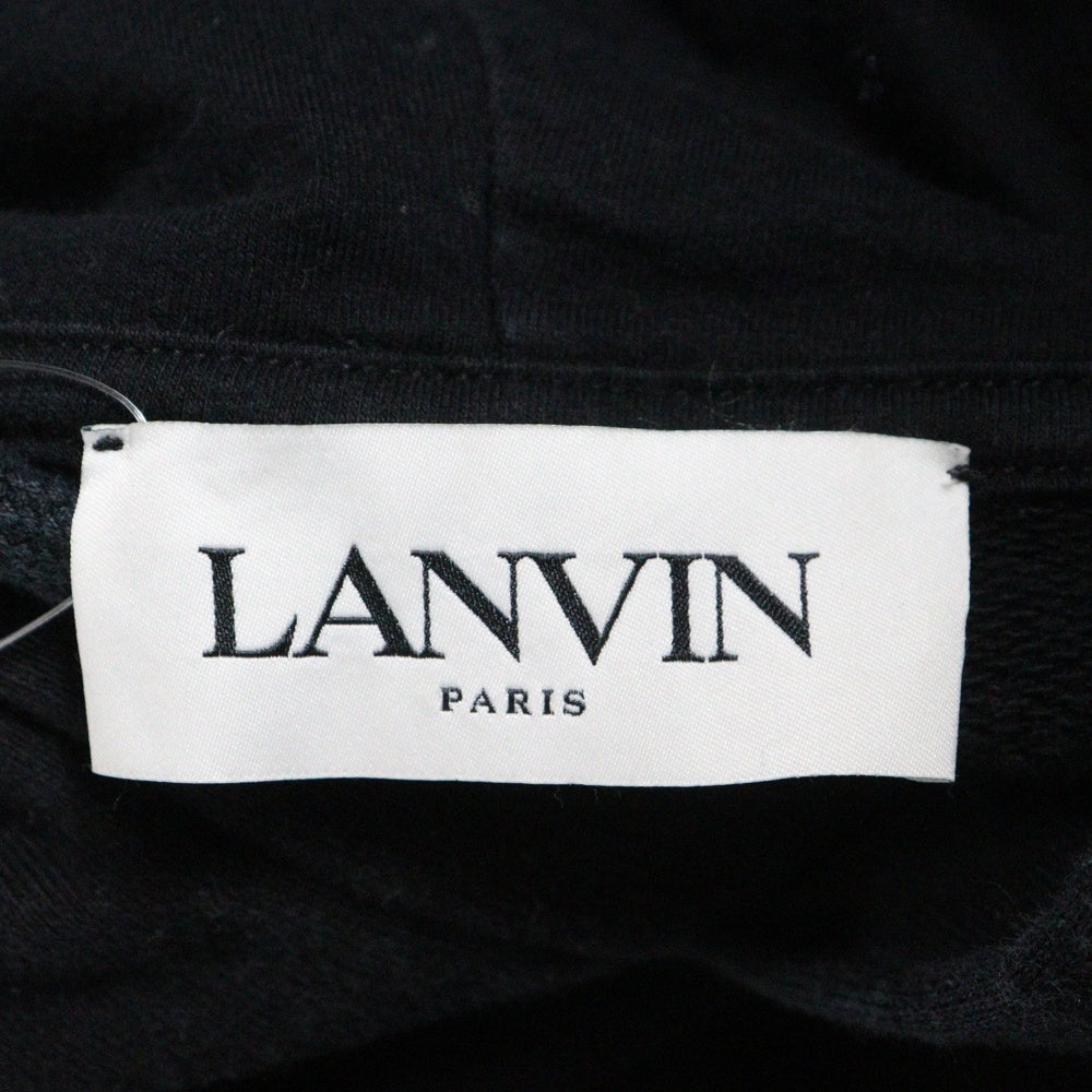 LANVIN(ランバン) フロントロゴ刺繍プルオーバースウェットパーカー フーディー ブラック RM-HO0010-J209-A22