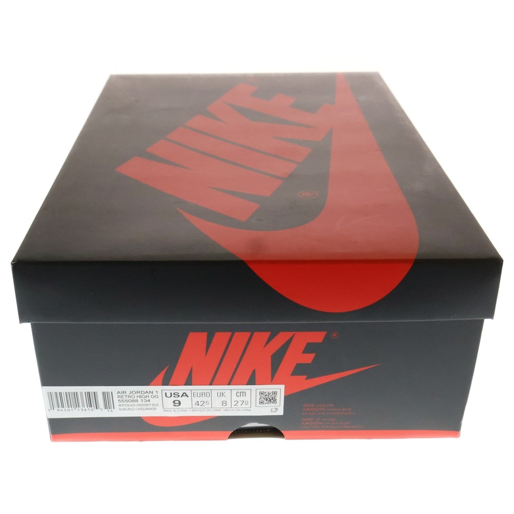 NIKE(ナイキ) AIR JORDAN1 RETRO HIGH OG 555088-134 エアジョーダン1 ユニバーシティブルー ハイカットスニーカー シューズ ホワイト/ブルー US9/27cm
