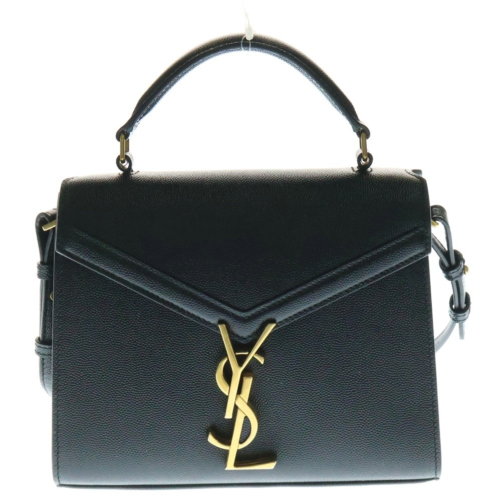 SAINT LAURENT PARIS(サンローランパリ) カサンドラ トップハンドル ミニ レザー2WAYハンドバッグ ショルダーバッグ ブラック/ゴールド 623930