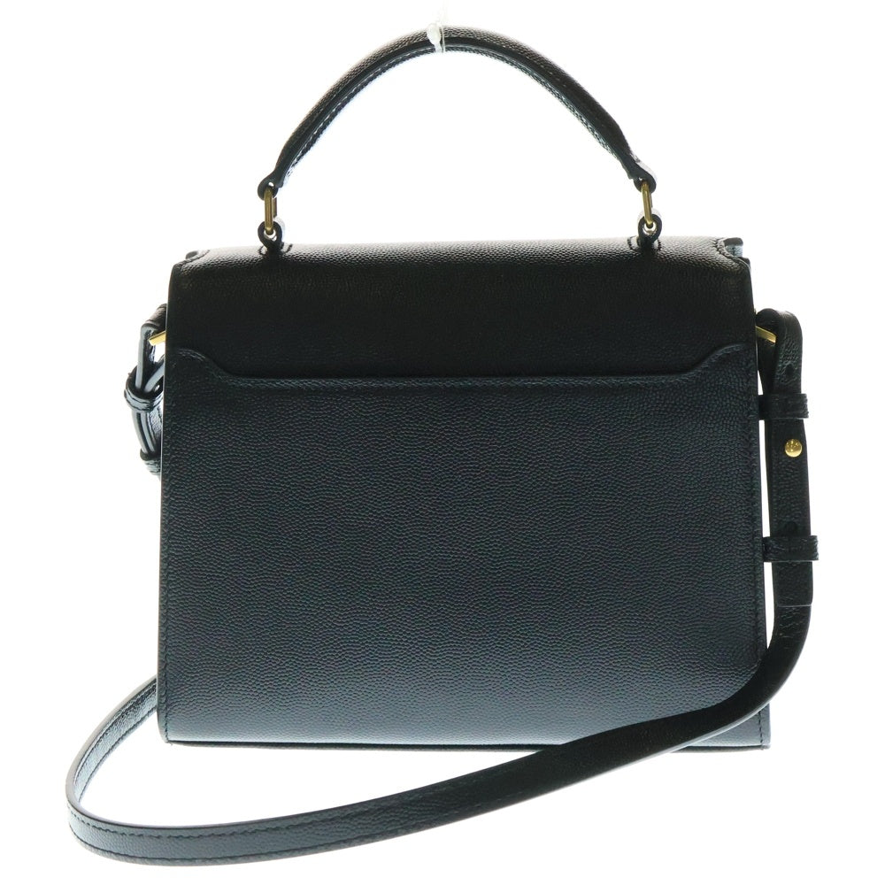 SAINT LAURENT PARIS(サンローランパリ) カサンドラ トップハンドル ミニ レザー2WAYハンドバッグ ショルダーバッグ ブラック/ゴールド 623930