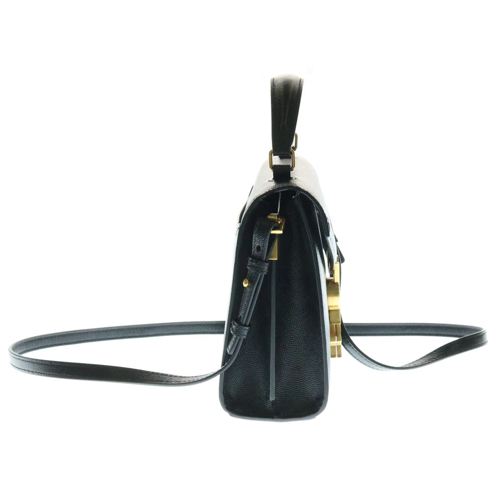 SAINT LAURENT PARIS(サンローランパリ) カサンドラ トップハンドル ミニ レザー2WAYハンドバッグ ショルダーバッグ ブラック/ゴールド 623930