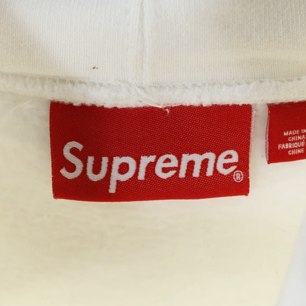 SUPREME(シュプリーム) 23AW Collegiate Patchwork Leather Hooded Sweatshirt カレッジエイト パッチワーク レザーロゴ プルオーバーパーカー フーディ ホワイト