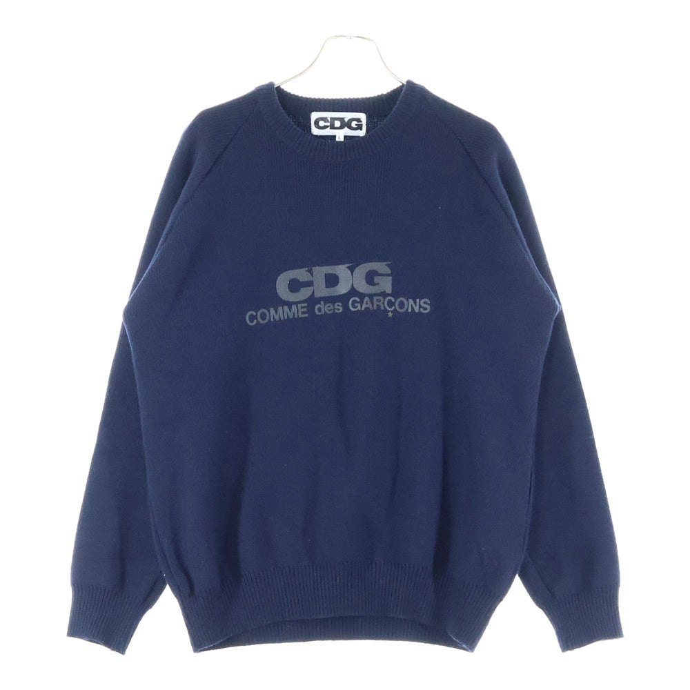 CDG(シーディージー) Logo Kint SZ-N009 フロントロゴ クルーネックニットセーター ネイビー