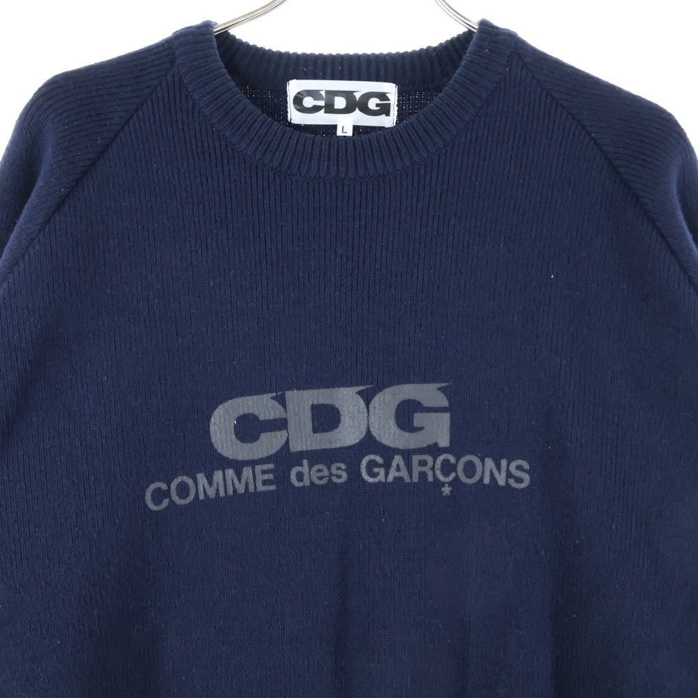 CDG(シーディージー) Logo Kint SZ-N009 フロントロゴ クルーネックニットセーター ネイビー