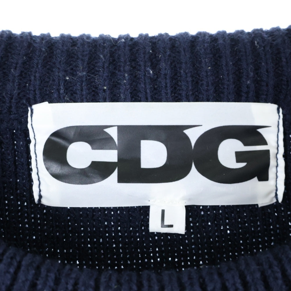 CDG(シーディージー) Logo Kint SZ-N009 フロントロゴ クルーネックニットセーター ネイビー