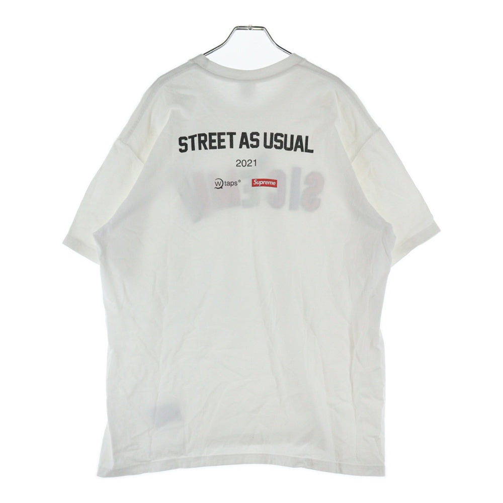 SUPREME(シュプリーム) 21AW ×WTAPS Sic'em! Tee ×ダブルタップス ロゴプリント クルーネック半袖Tシャツカットソー ホワイト