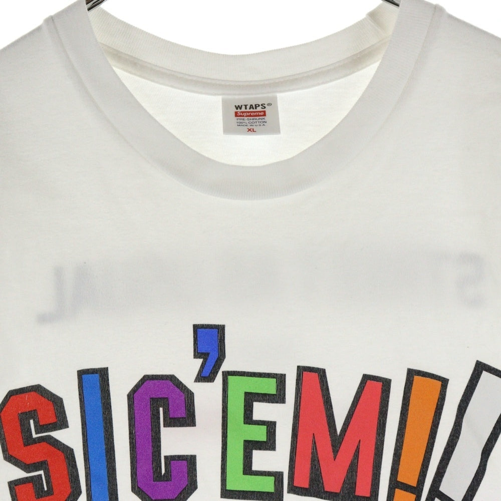 SUPREME(シュプリーム) 21AW ×WTAPS Sic'em! Tee ×ダブルタップス ロゴプリント クルーネック半袖Tシャツカットソー ホワイト