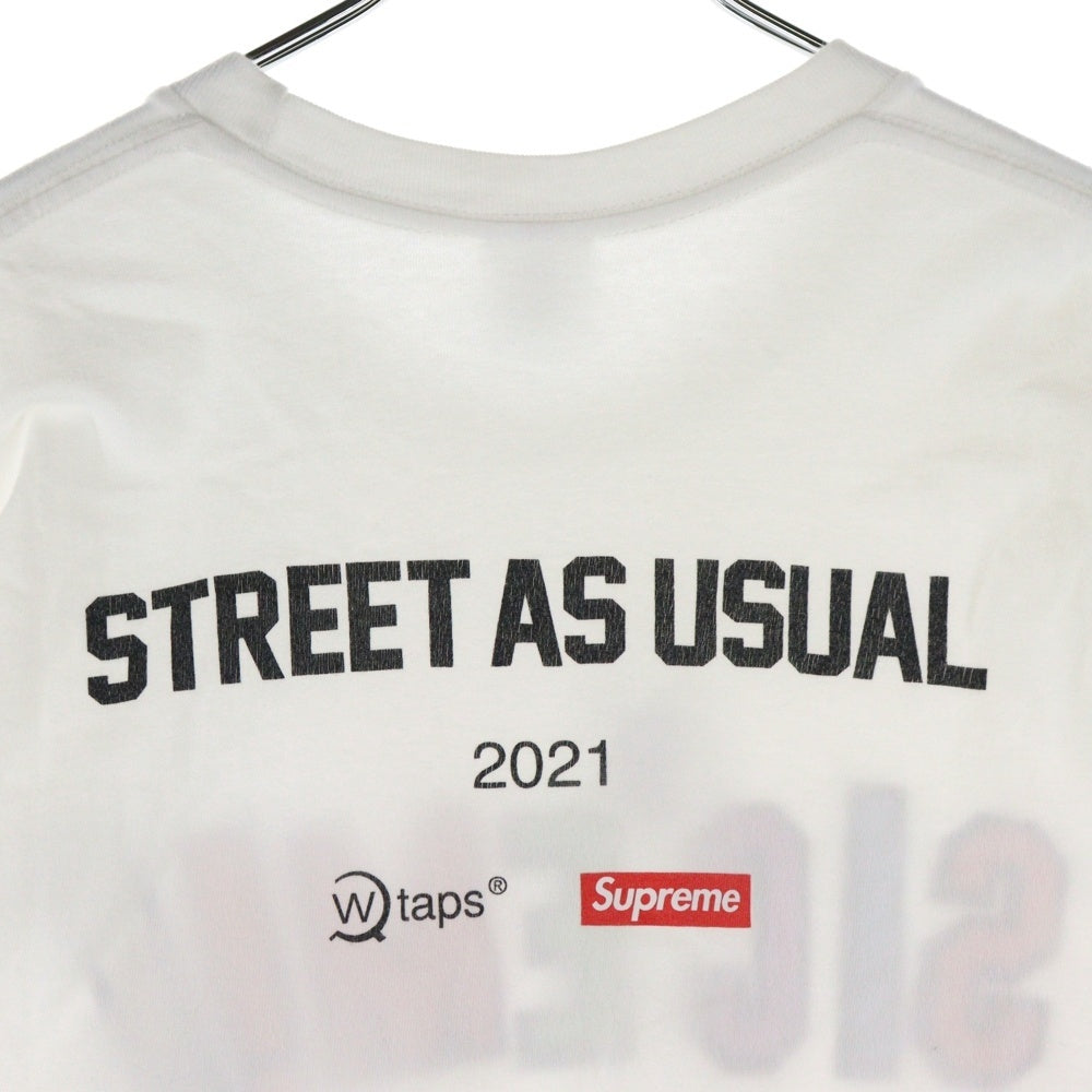 SUPREME(シュプリーム) 21AW ×WTAPS Sic'em! Tee ×ダブルタップス ロゴプリント クルーネック半袖Tシャツカットソー ホワイト