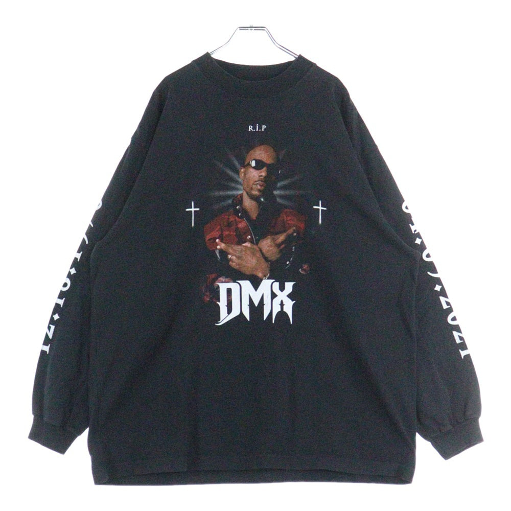 BALENCIAGA(バレンシアガ) 21SS ×Yeezy DMX A Tribute Long Sleeve Tee ×イージーDMX ヴィンテージ加工 トリビュートクルーネックロングスリーブ長袖カットソー ロンT ブラック