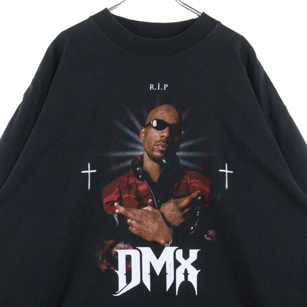 BALENCIAGA(バレンシアガ) 21SS ×Yeezy DMX A Tribute Long Sleeve Tee ×イージーDMX ヴィンテージ加工 トリビュートクルーネックロングスリーブ長袖カットソー ロンT ブラック