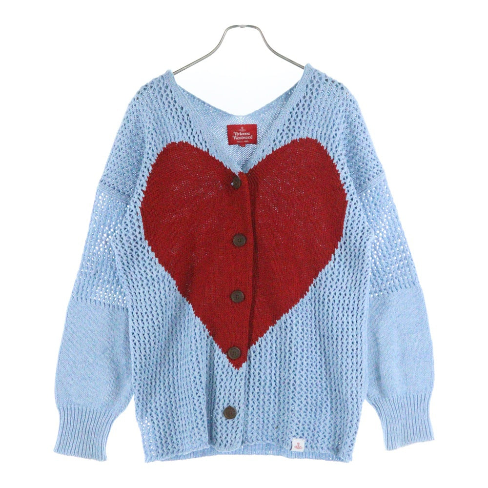 Vivienne Westwood(ヴィヴィアンウエストウッド) Heart Mesh Cardigan ハートメッシュカーディガン ブルー/レッド
