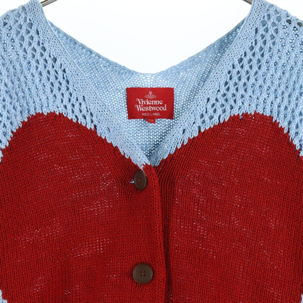 Vivienne Westwood(ヴィヴィアンウエストウッド) Heart Mesh Cardigan ハートメッシュカーディガン ブルー/レッド